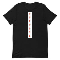 Short-Sleeve "Purpose" with vertical- white and red logo Unisex T-Shirt