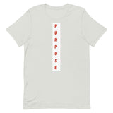 Short-Sleeve "Purpose" with vertical- white and red logo Unisex T-Shirt